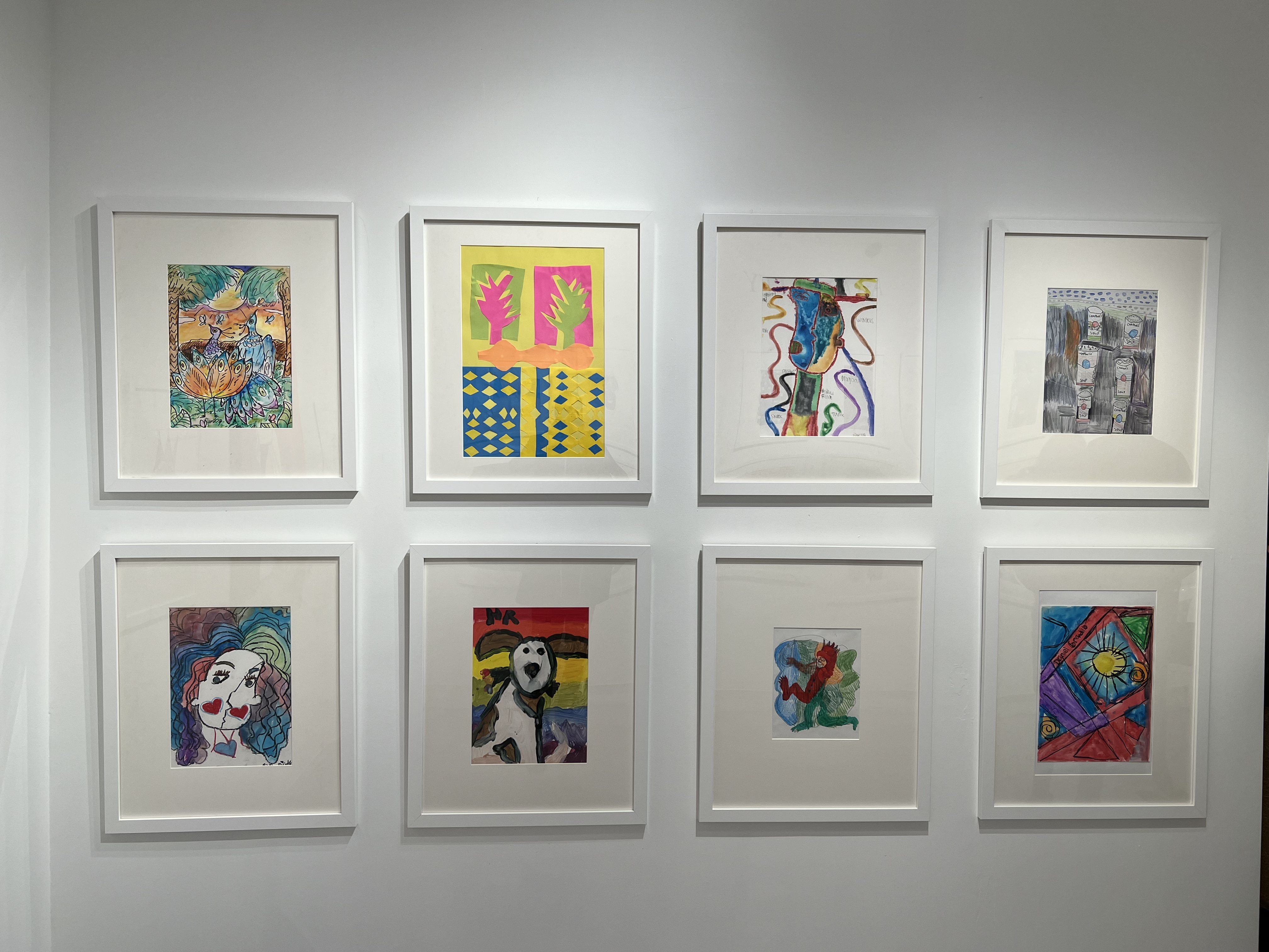 A collection of student art work being showcased at Agora Gallery in New York City